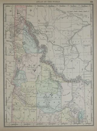 1888 Map Idaho Territory Gold Mines Indian Reservations Railroads Boise
