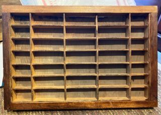 Antique Printers Type Case Or Drawer End Section Letterpress Wood Back