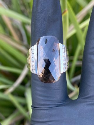 Rare Wheaton David Yurman Smoky Quartz Diamond Ring,  925,  Size 6