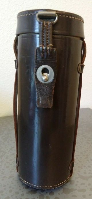 Rare Vintage Leica Hard Leather Lens Case W/strap Fits Lenses 2.  5 " X 7.  25 "