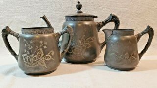Vintage Amsterdam Silver Co Quadruple Plate 513 Tea Coffee Pot Sugar Creamer