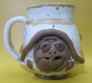 Rare Studio Art Pottery / Vintage Golden Age Pottery Style Turtle Face Mug