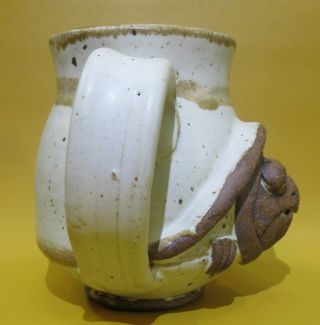 Rare Studio Art Pottery / Vintage Golden Age Pottery style Turtle Face Mug 2