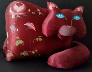 Rare Color Vintage Jan Feenstra Handmade Satin Soft Sculpture Cat Or Plush Doll