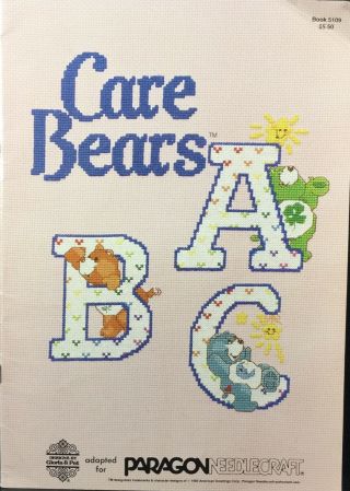 1985 Paragon Needlecraft - Care Bears Abc Cross Stitch Pattern Book 5109