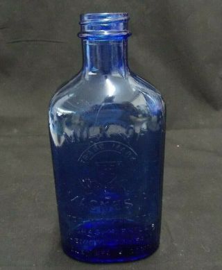 Cobalt Blue Milk Of Magnesia Medicine Bottle K929 Usa 7 " Tall Antique Vintage