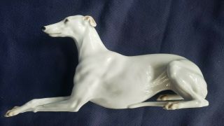 Vtg Fine Porcelain Sculpture White Whippet Greyhound Dog Rare