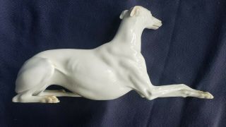 Vtg Fine Porcelain SCULPTURE White WHIPPET GREYHOUND DOG RARE 2