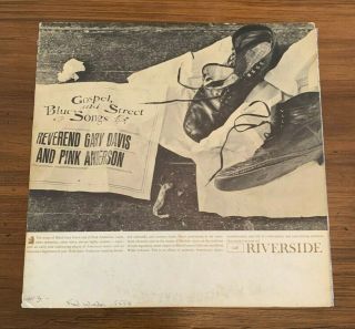 Rev Gary Davis Pink Anderson Riverside 148 Mono Dg Rare Folk Blues Vinyl Record