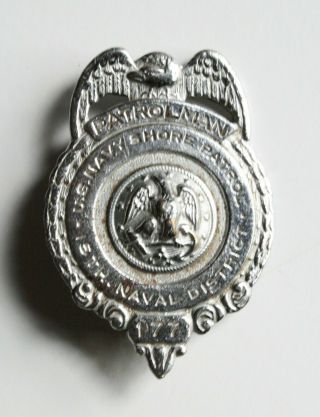 Rare Wwii Us Navy Shore Patrol Patrolman Badge