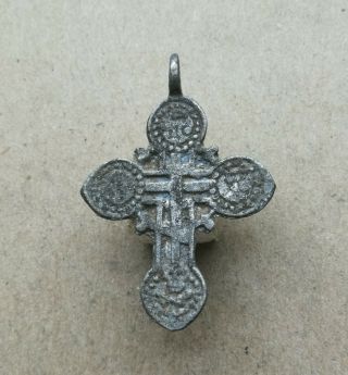Rare 16th Cent.  Orthodox " Old Believers " Ornate Openwork Solar Silvered Cross