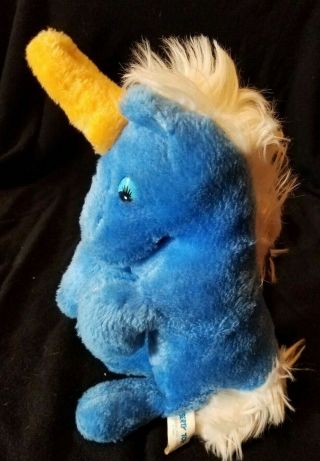 Vintage 14 " Liberty Toy 1986 Blue Unicorn Plush Stuffed Collectible Toy