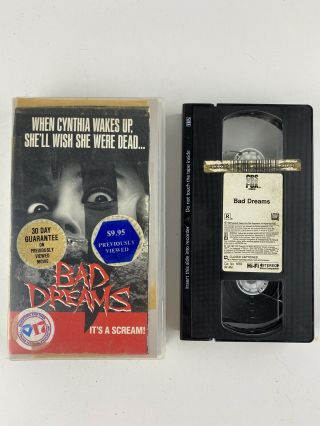 Bad Dreams (vhs,  1988) Jennifer Rubin,  Cbs Fox Rare Horror
