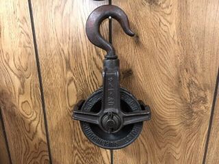 Vintage Chain Hoist Double Pulley Old Industrial Steampunk Lamp Wall Decor