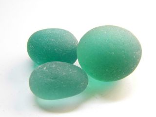 3 L - XL Vivid Teal Green Turquoise 1.  12ozJQ RARE Seaham English Sea Glass 3