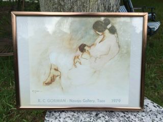 Vintage 1979 R.  C.  Gorman Navajo Gallery Taos Windsor Print Woman Breastfeeding