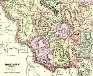 1891 Antique Montana State Map Vintage Cram 