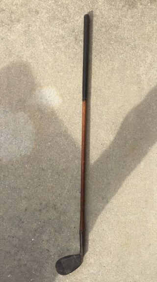 VERY RARE ANTIQUE TOM STEWART HICKORY SHAFT 8 IRON SPECIAL WOOD SHAFT LINED FACE 3