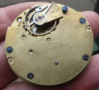 Antique J.  W.  Benson London Pocket Watch Movement,