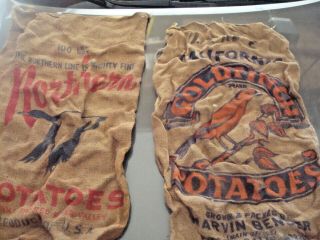Old Antique Vintage Potato Sack Bag Burlap Red River Valley California Edson 2