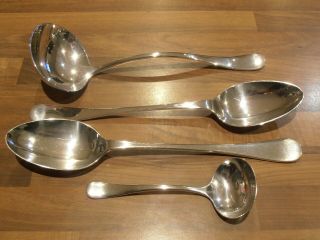 Antique Silver Plated Set Of Serving Spoons / Ladles Allen & Darwin Circa 1910