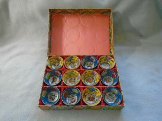 Vintage Box Of Chinese Porcelain Enamel Zodiac Bowls / Tea Cups