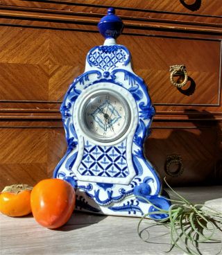 Bombay China Company Mantle Clock In Blue And White China Extremely Rare Find