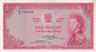 1 Pound Extra Fine Crispy Banknote From Rhodesia 1964 Pick - 25 Rare