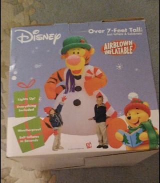 Rare Disney Gemmy Inflatable Tigger As Snowman 7 Foot Tall 2004