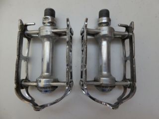Vintage Classic Campagnolo Record Pedal Set With Steel Dustcaps Rare