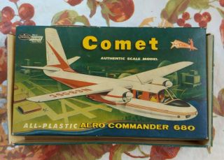 Comet Aero Commander 680 Model Airplane Kit.  Very Rare Parts Only Box