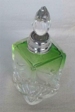 A Fine Sterling Silver Rimmed & Cut Glass Perfume Bottle London 1968.