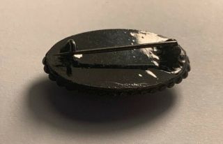 Antique Victorian Mourning Pin Brooch 1800’s Black Jet? Glass? Gutta Percha? 2