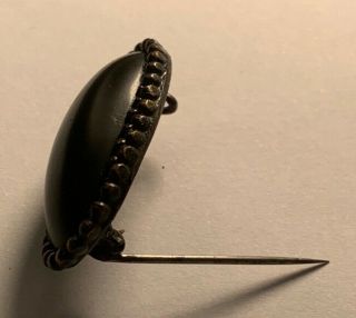 Antique Victorian Mourning Pin Brooch 1800’s Black Jet? Glass? Gutta Percha? 3