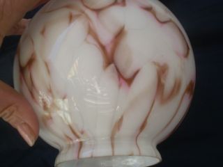 Rare Antique C.  1930s Art Deco Bohemian Pink Caramel Glass Lamp Glass Marble