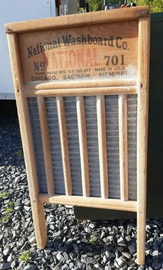 Vintage National Washboard Co.  701 Wood & Galvanized Zing King 13”x 23”