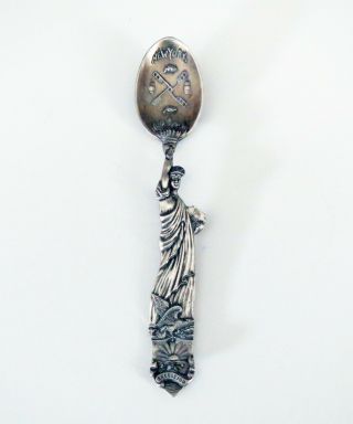 Antique Victorian 1800s Signed Sterling Silver Spoon York Statue Of Liberty