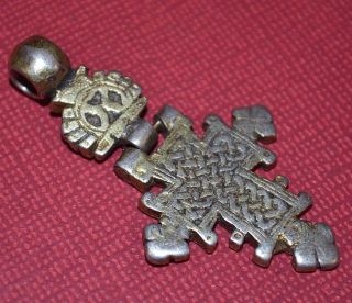 Rare Antique Ethiopian Orthodox Christian Cross Silver Pendant With Gold Plating 2