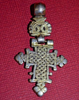 Rare Antique Ethiopian Orthodox Christian Cross Silver Pendant With Gold Plating 3