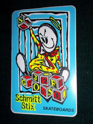 Vintage Jeff Grosso Schmitt Stix Skateboard Sticker Decal Nos 1980s