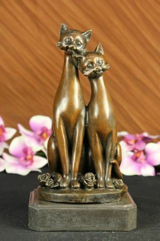Rare Milo Bronze Sculpture Signed Statue Artwork Cat Hot Cast Figurine