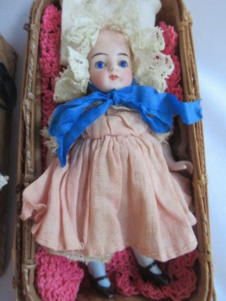 Antique Bisque Jointed Doll 5 Inches Tall With Clothing No Markings?
