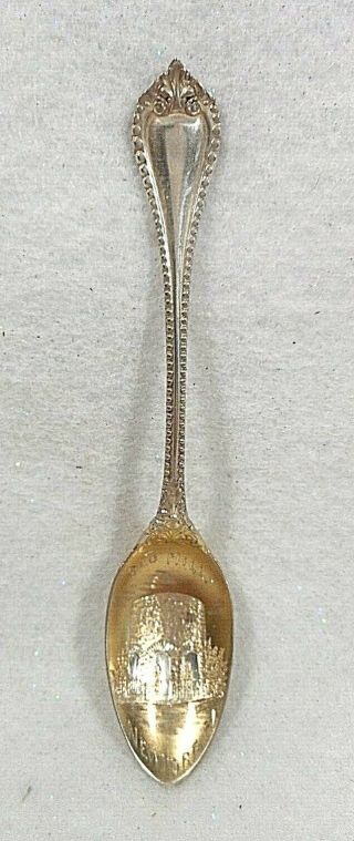 Sterling Silver Souvenir Demitasse Spoon Newport,  RI Old Mill,  ca.  1900 2