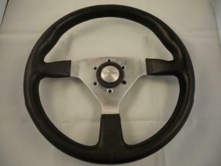 Italy Momo Monte Carlo Leather Steering Wheel Ori Horn Button Rare 13.  5 " A144
