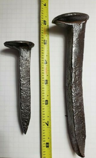 (2) Antique Railroad Spikes 1 Large (6.  5 "),  1 Small (4.  5 ")