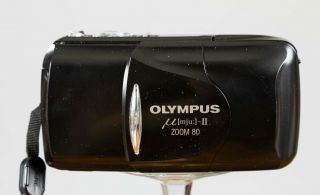Rare Black Olympus Stylus Epic mju - ii Zoom 80,  35mm Compact Film Camera 2