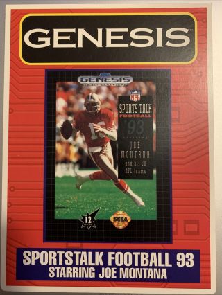 Rare Sportstalk Football 93 (sega Genesis) - Toys “r” Us Vidpro Display Card