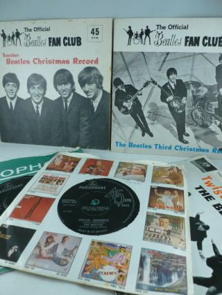 Rare Beatles Christmas Fan Club Flexi Discs 1963 & 1964 Plus Other Singles