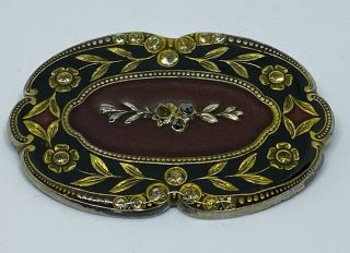 Antique Art Nouveau French Catherine Popesco Pewter Enamel Paste Stone Brooch