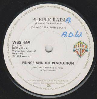 1984 Prince - Purple Rain/god 7 " 45rpm - Ultra Rare South Africa Release
